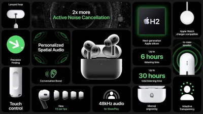 Apple actualiza AirPods Pro con chip H2, ofreciendo una mejor calidad