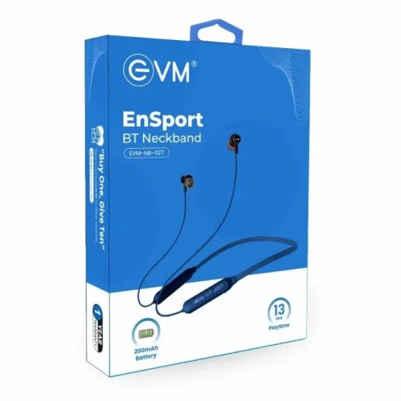 EVM Bluetooth Neckband Earphone Ensport (NB-027) Blue - GolchhaComputer.Com