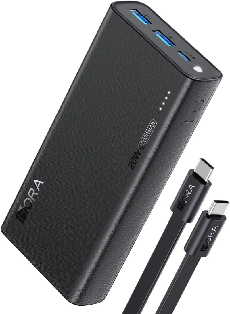 1 Hora Power Bank 20000mAh, 20W Carga Rápida Bateria Portatil, Tipo C