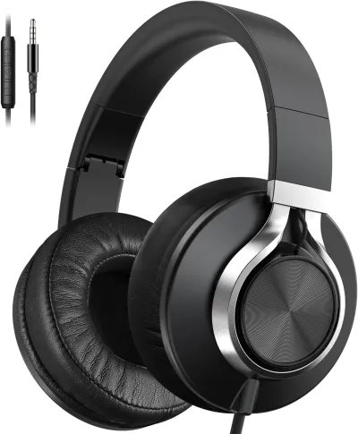 Ailihen Wired Headphones with Microphone, Over-Ear Foldable
