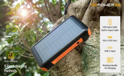 Oopoweroo Solar Power Bank 20000mAh Built in Hand Crank and (Model 25)